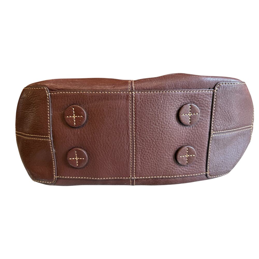 Liz Claiborne Pebbled Leather Shoulder Bag Chocolate Brown - Picture 4 of 9